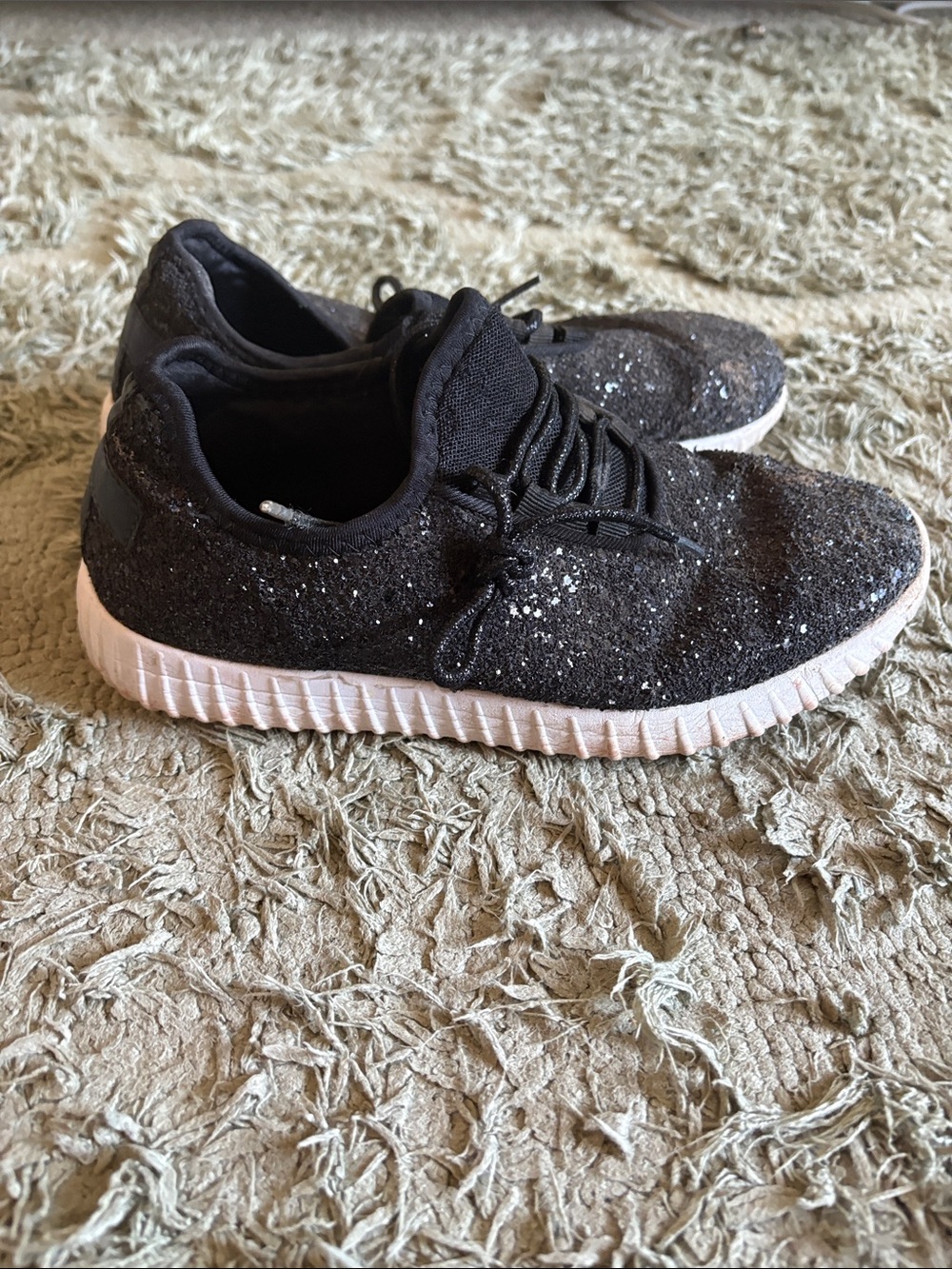Forever Black glitter Athletic Sneakers with White Sole